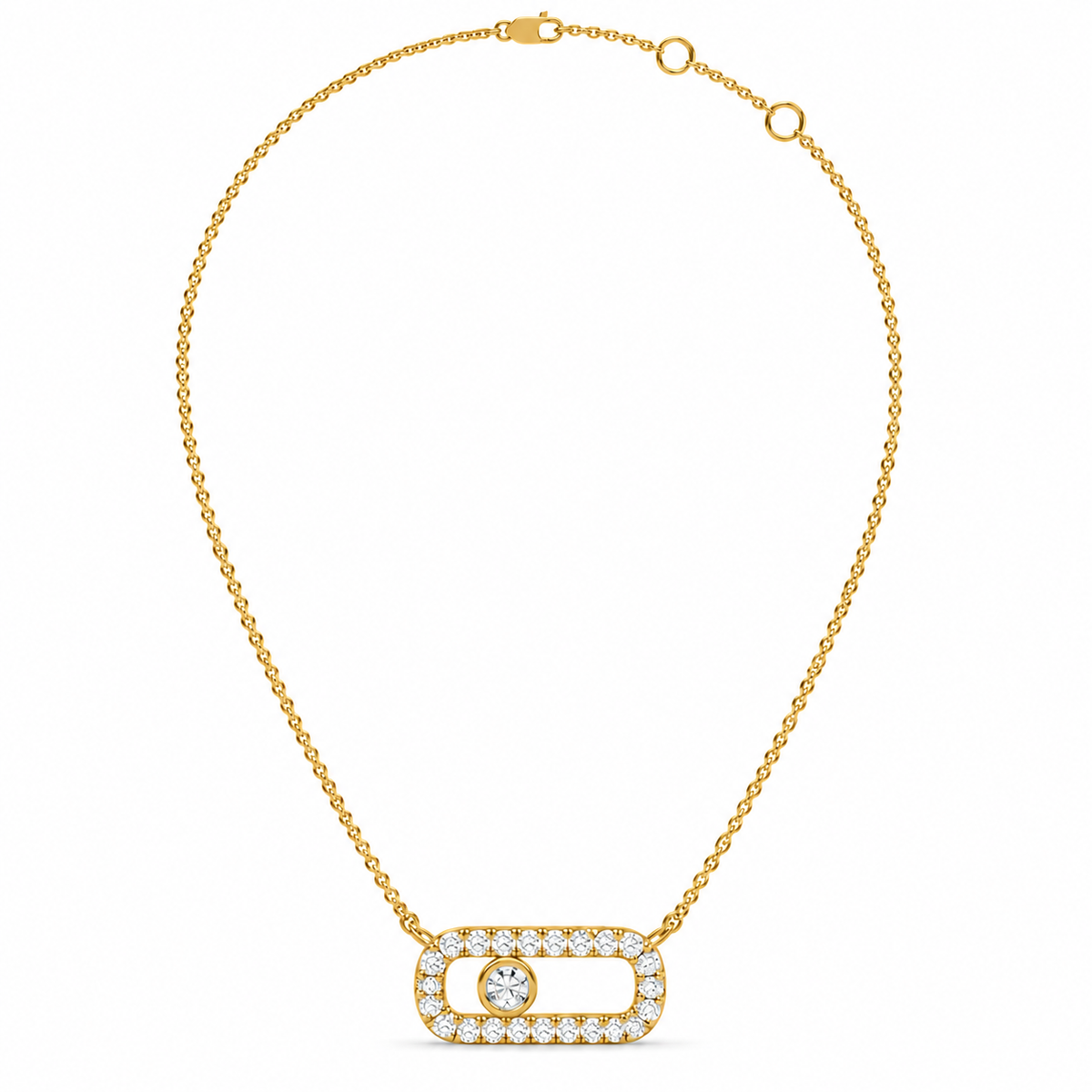 0.21 CT Diamond Oval Link Pendant Necklace-5