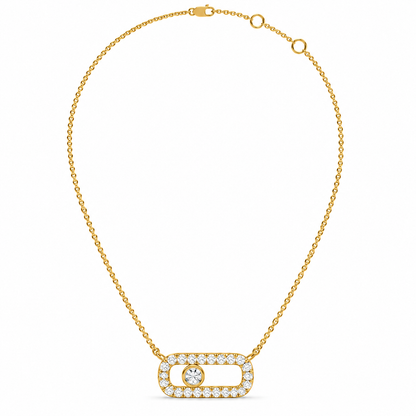 0.21 CT Diamond Oval Link Pendant Necklace-5