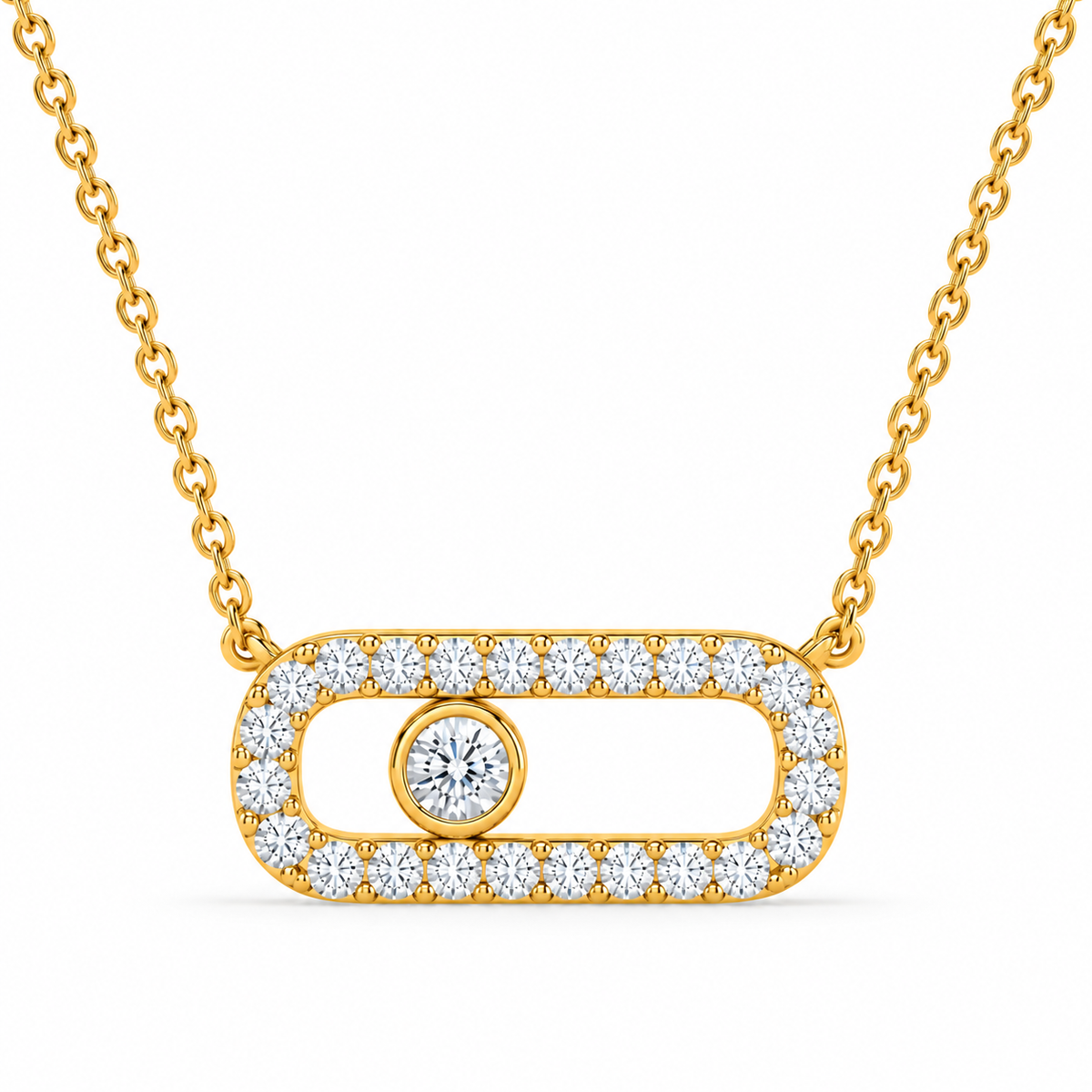0.21 CT Diamond Oval Link Pendant Necklace