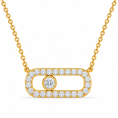 0.21 CT Diamond Oval Link Pendant Necklace
