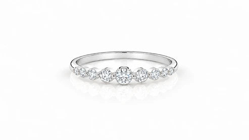 0.22 CT Round Diamond Five-Stone Band Ring White Gold Front View