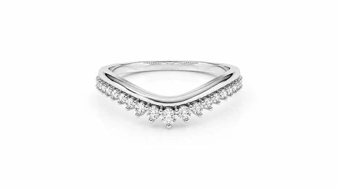  0.24 CT Diamond Chevron Crown Band Ring White Gold Front View