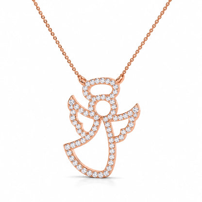 0.27 CTW Angel Diamond Pendant Necklace - Rose Gold - Front View