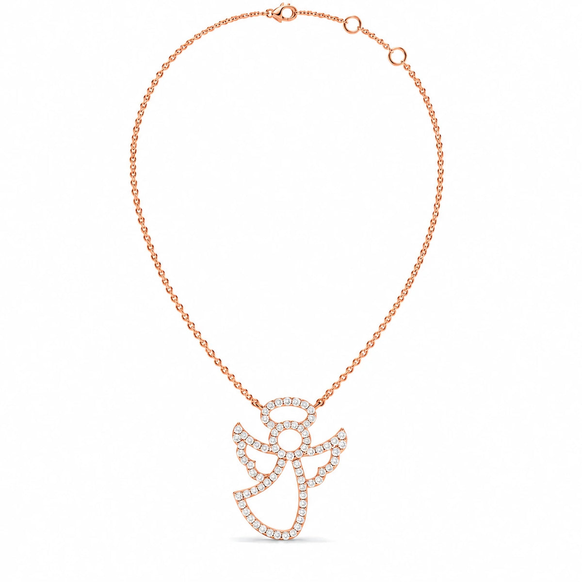 0.27 CTW Angel Diamond Pendant Necklace - Rose Gold - Full View