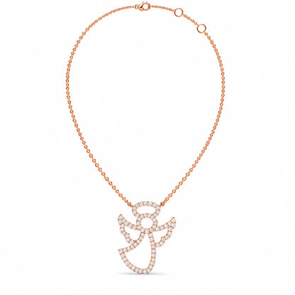 0.27 CTW Angel Diamond Pendant Necklace - Rose Gold - Full View