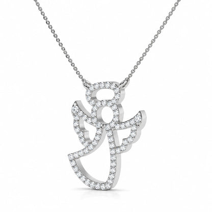 0.27 CTW Angel Diamond Pendant Necklace - White Gold - Front View