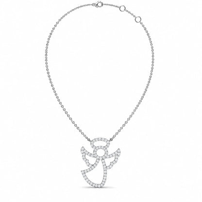 0.27 CTW Angel Diamond Pendant Necklace - White Gold - Full View