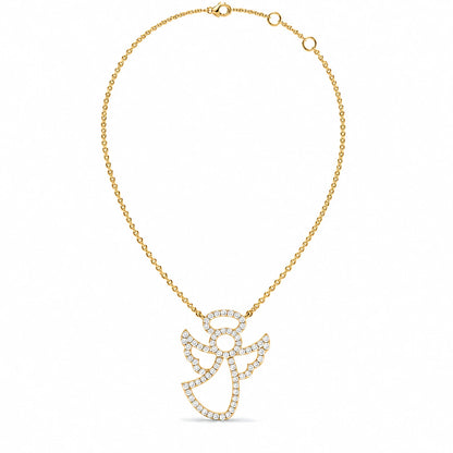 0.27 CTW Angel Diamond Pendant Necklace - Yellow Gold - Full View