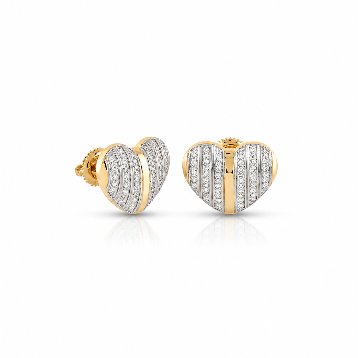 0.29 CTW Baguette Heart Diamond Stud Earrings