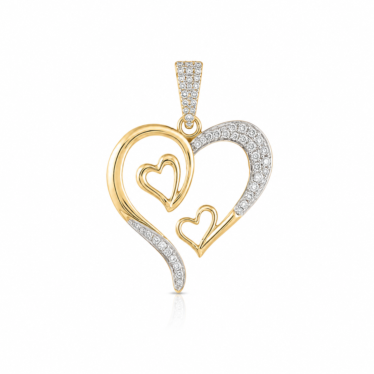 0.31 CTW Double Heart Diamond Pendant Necklace