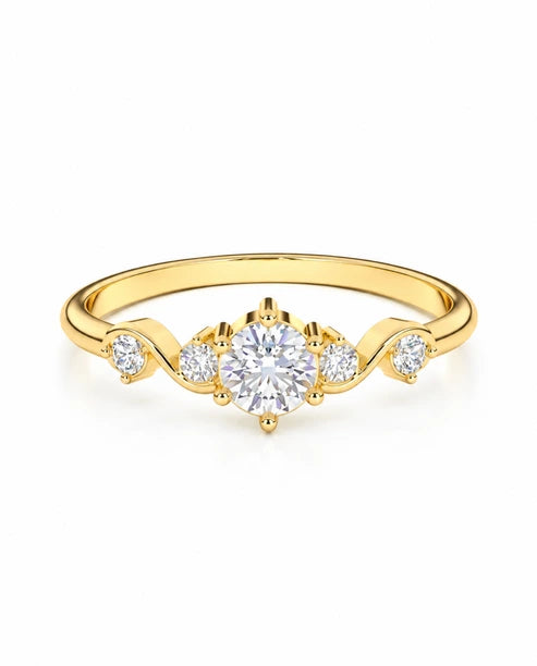 0.33 CTW Marquise Diamond Open Band Ring Yellow Gold Front View