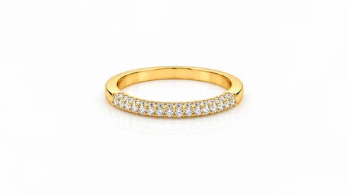 0.38 CT Diamond Pavé Band Ring Yellow Gold Front View
