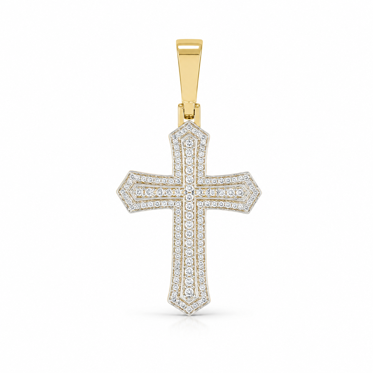 0.42 CTW Double-Row Diamond Cross Pendant Necklace