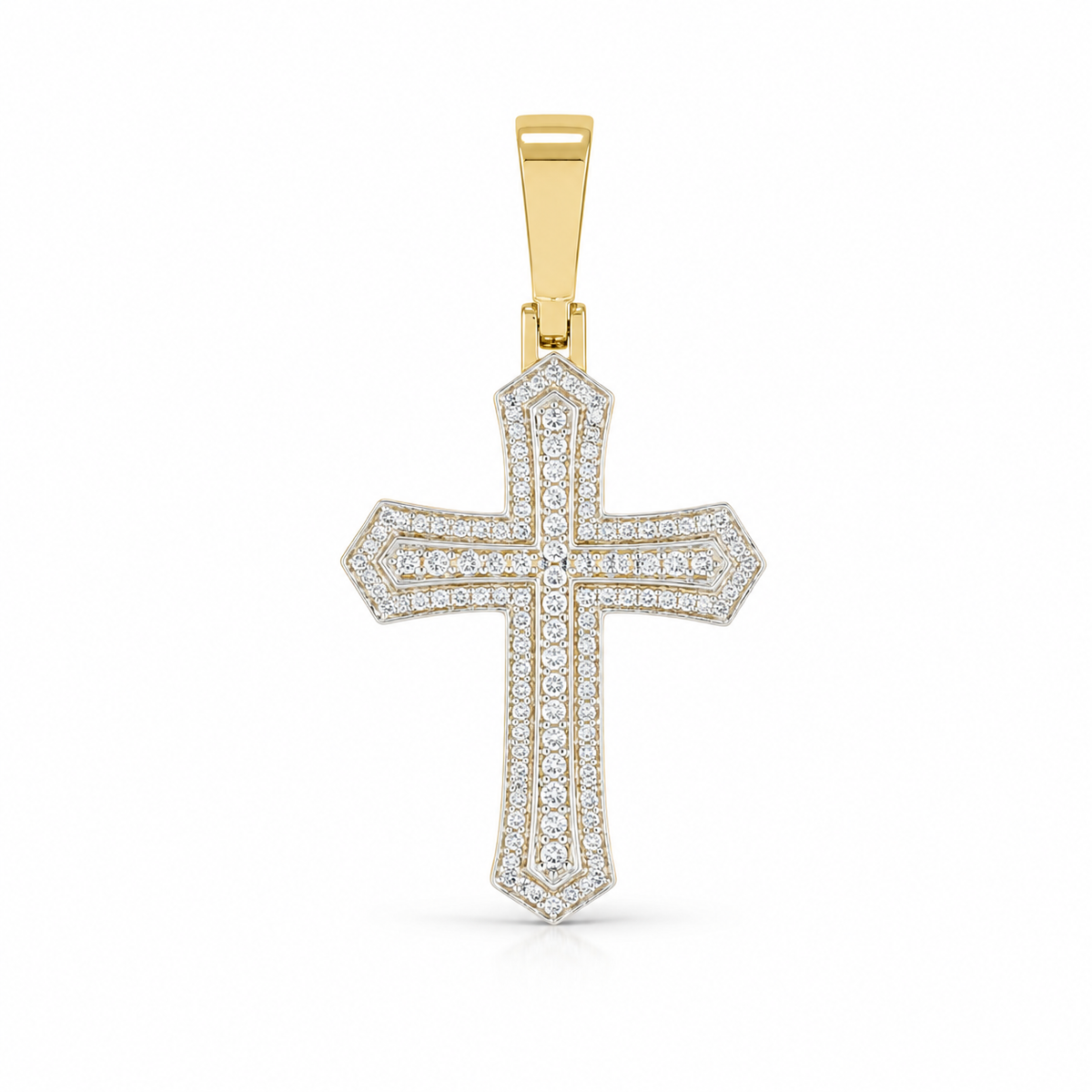 0.42 CTW Double-Row Diamond Cross Pendant Necklace