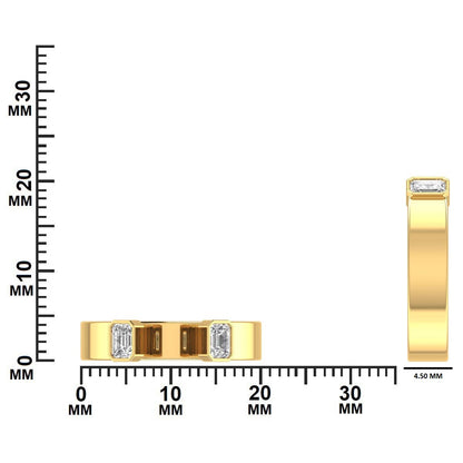 0.45 CTW Diamond Open Cuff Baguette Ring - SCALE