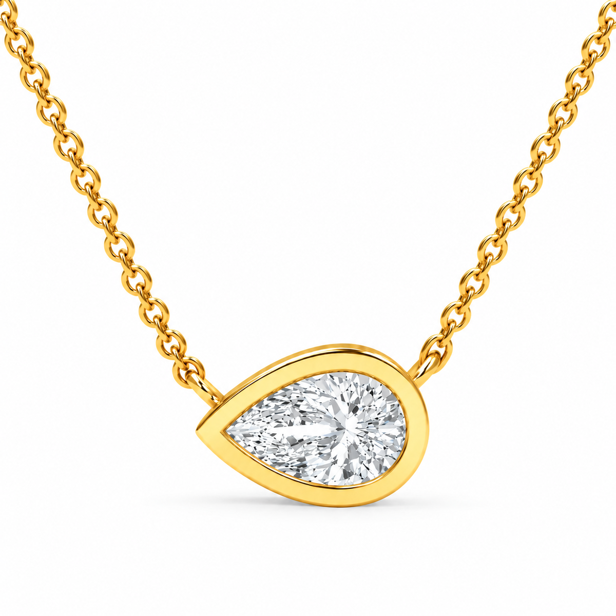 0.49 CT Pear Shaped Diamond Pendant Necklace