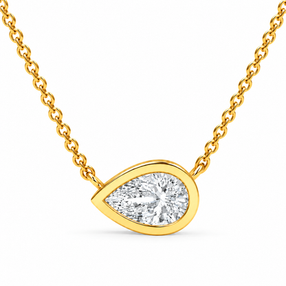 0.49 CT Pear Shaped Diamond Pendant Necklace