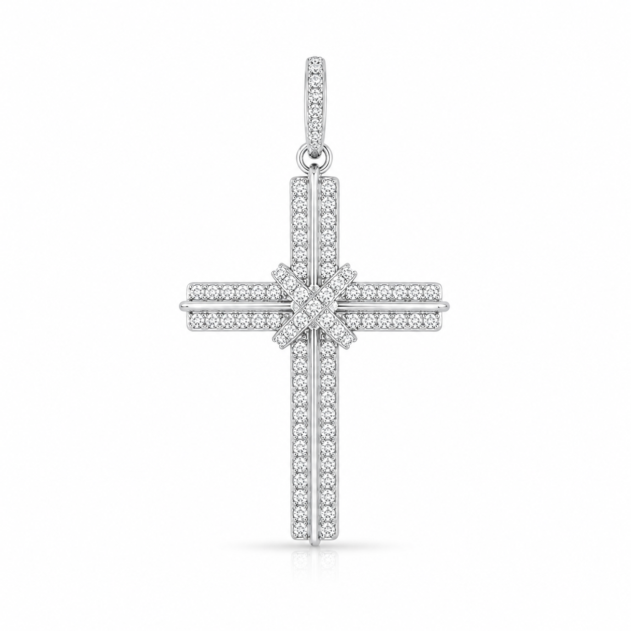0.51 CTW Starburst Diamond Cross Pendant Necklace