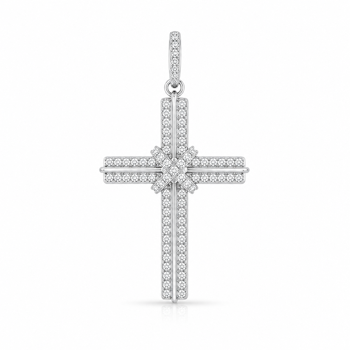 0.51 CTW Starburst Diamond Cross Pendant Necklace