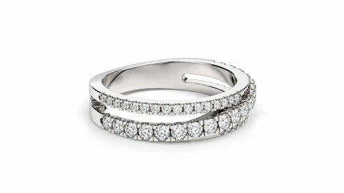 0.67 CTW Diamond Triple Row Wedding Band - White Gold -Front View