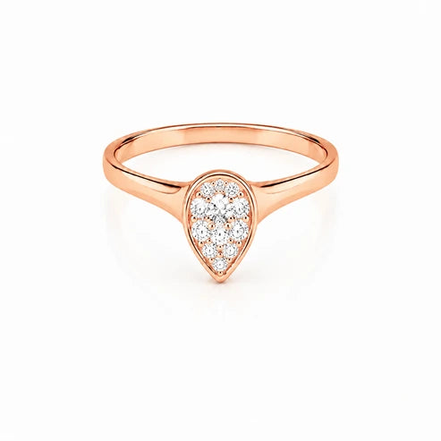 0.70 CTW Vintage Pear Halo Diamond Engagement Ring Rose Gold Front View