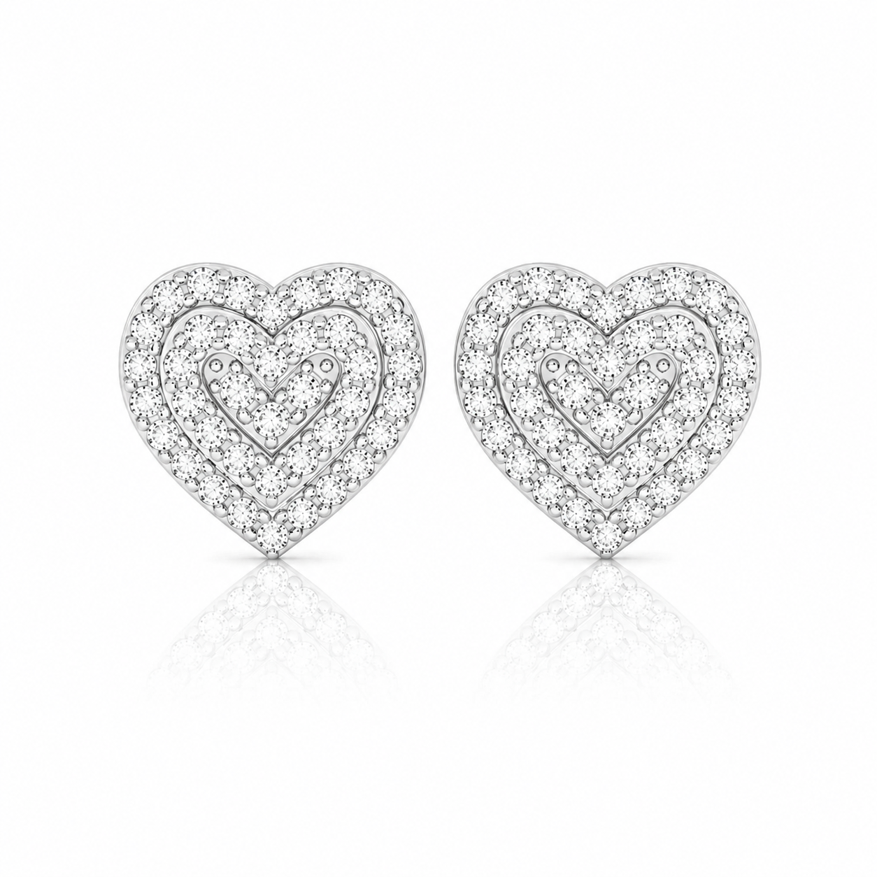 0.76 CTW Double Heart Diamond Stud Earrings_1