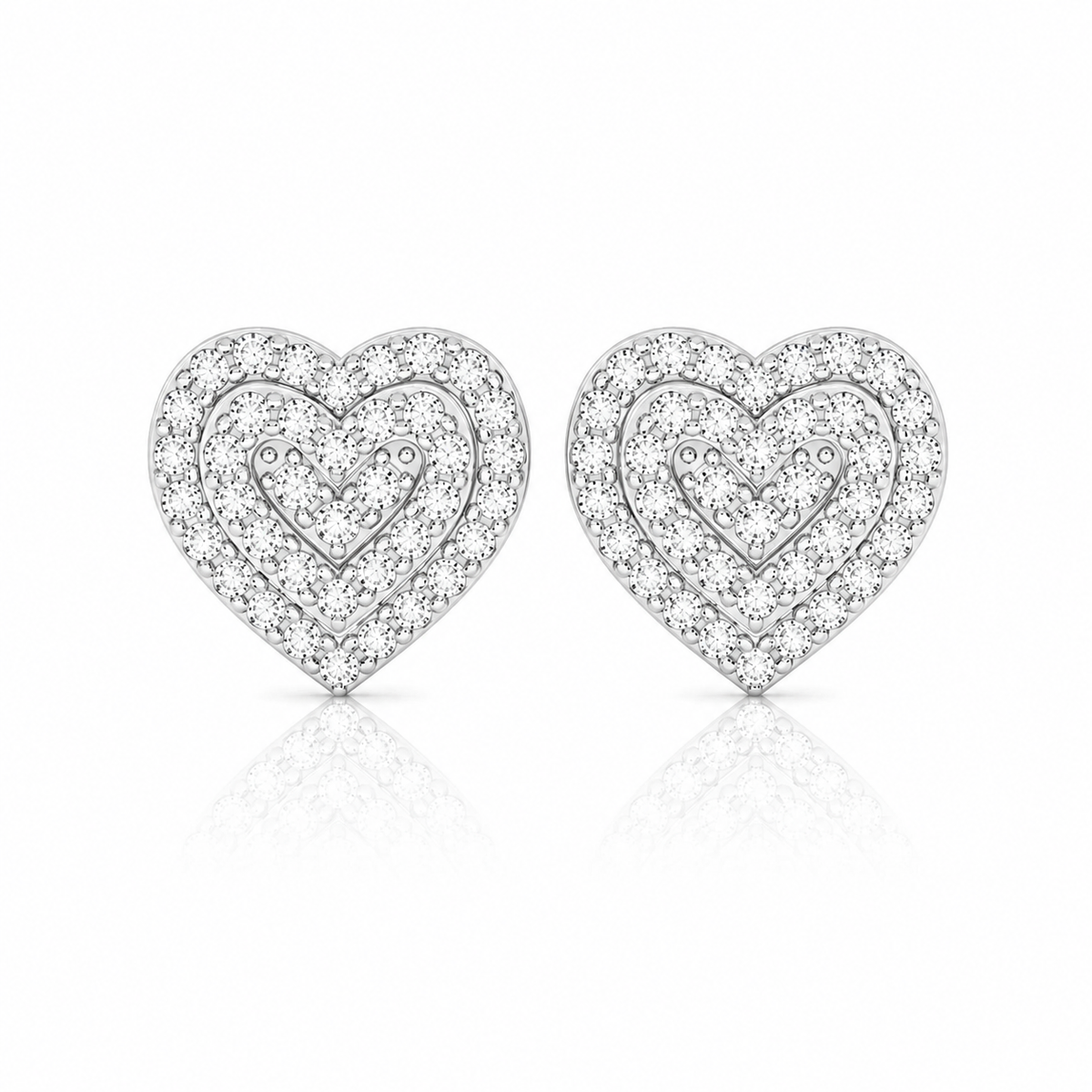 0.76 CTW Double Heart Diamond Stud Earrings_1