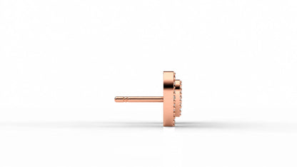 0.76 CTW Double Heart Diamond Stud Earrings pink gold side view