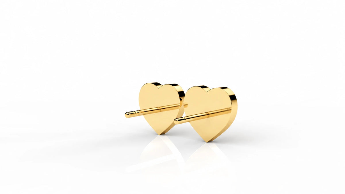 0.76 CTW Double Heart Diamond Stud Earrings yellow gold back view