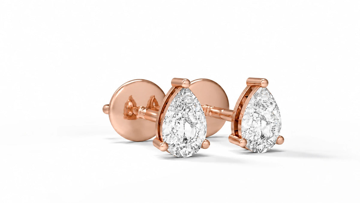 0.78 CTW Lab-Grown Diamond Stud Earrings – Rose Gold Angled View