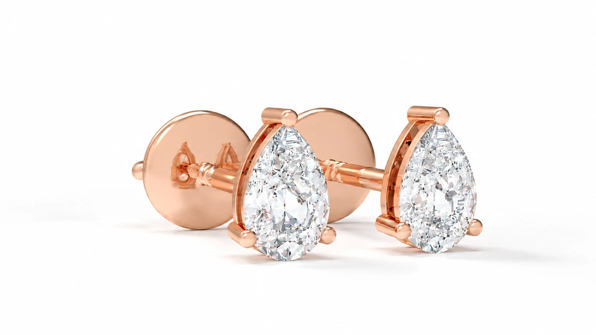 0.78 CTW Lab-Grown Diamond Stud Earrings – Rose Gold Close-Up View