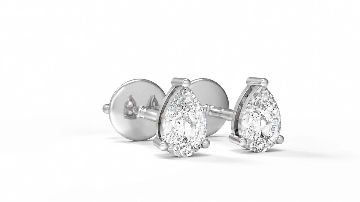 0.78 CTW Lab-Grown Diamond Stud Earrings – White Gold Angled View