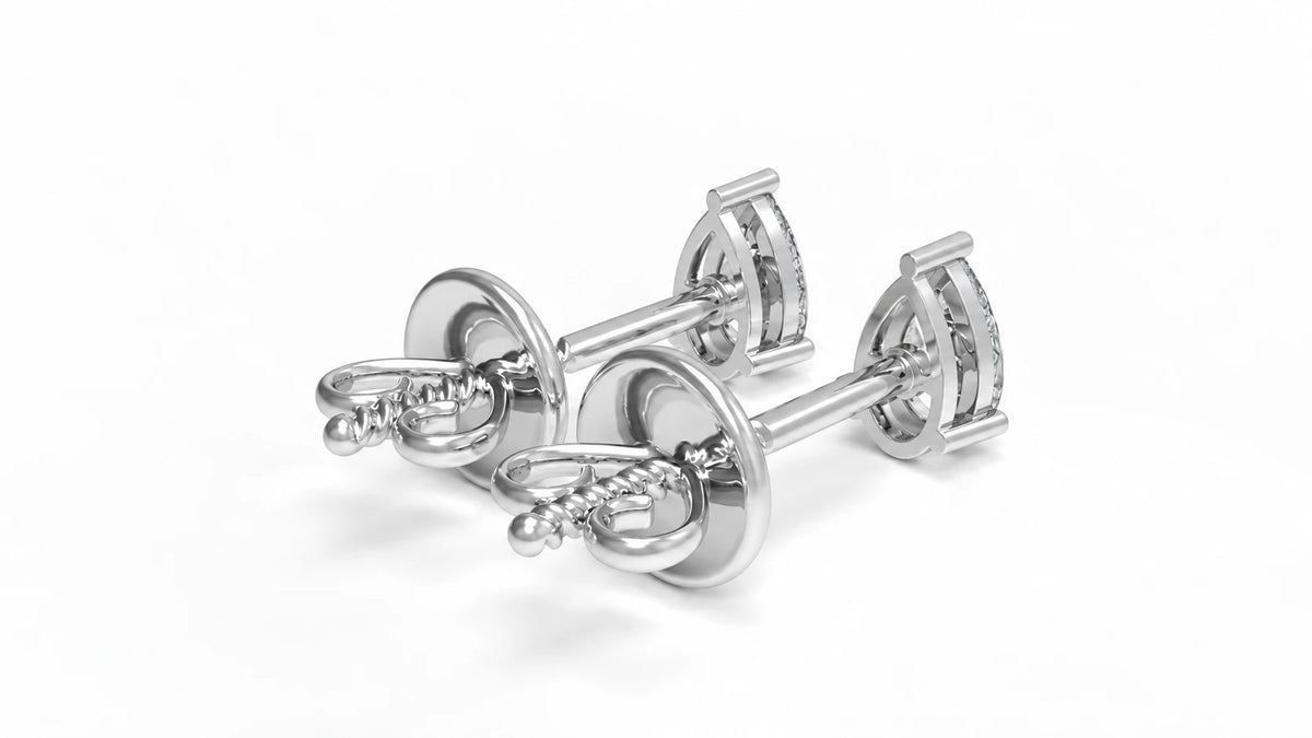 0.78 CTW Lab-Grown Diamond Stud Earrings – White Gold Back View
