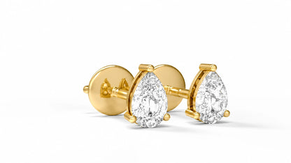 0.78 CTW Lab-Grown Diamond Stud Earrings – Yellow Gold Angled View