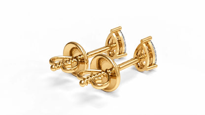 0.78 CTW Lab-Grown Diamond Stud Earrings – Yellow Gold Back View