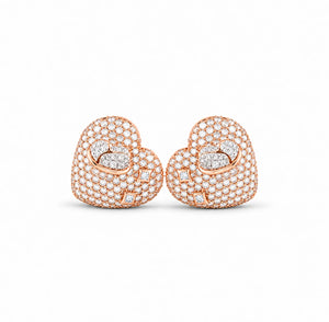 0.83 CT Heart Diamond Stud Earrings - Rose Gold - Front View