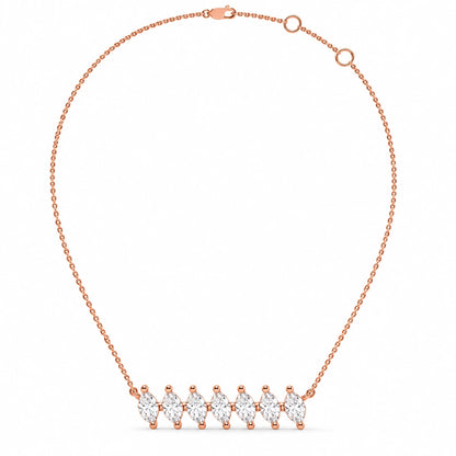 0.84 CT Marquise Diamond Bar Pendant Necklace Rose Gold Full Chain