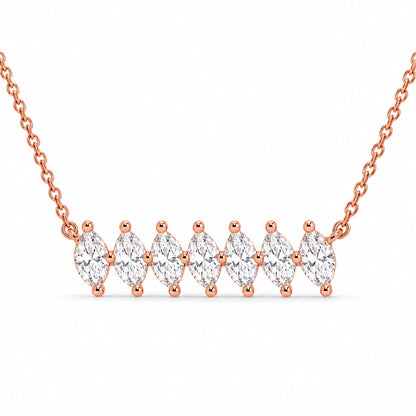 0.84 CT Marquise Diamond Bar Pendant Necklace Rose Gold Half Chain