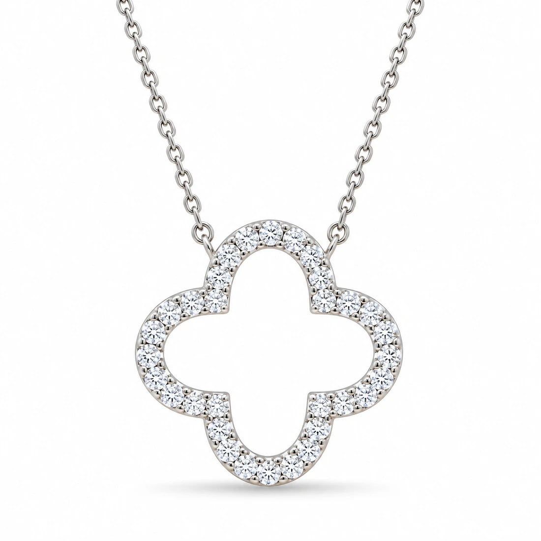 0.95_CTW_Open_Clover_Diamond_Nec White Gold