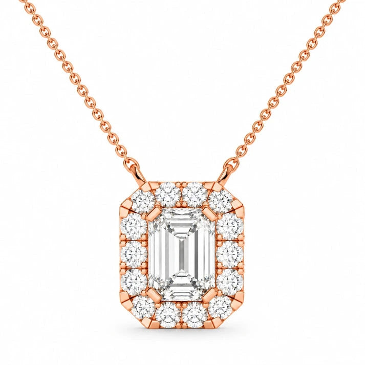 0.97-ctw-emerald-halo-diamond-pendant-necklace-rose-gold-front-view