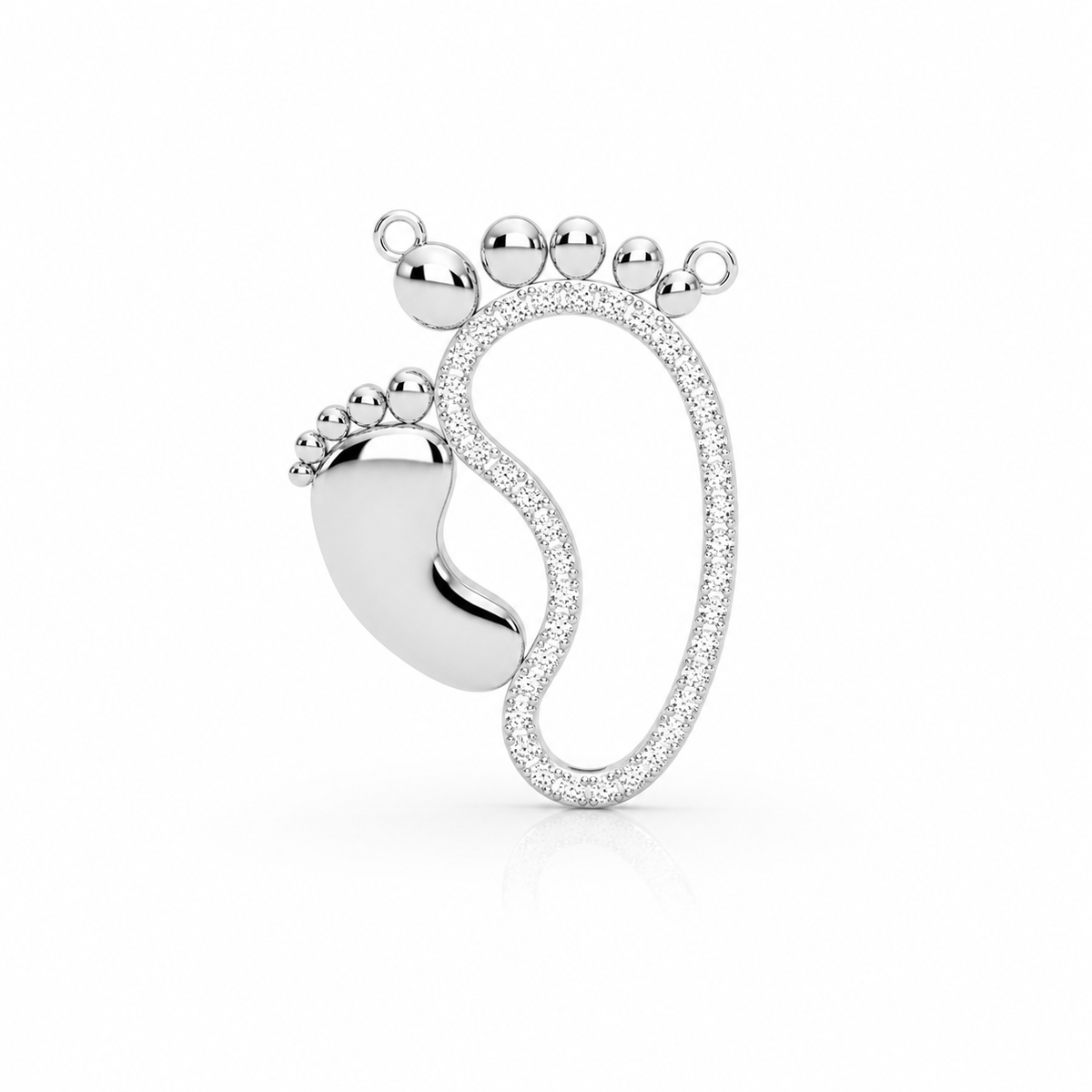 1.33 CTW Baby Footprint Diamond Pendant Necklace