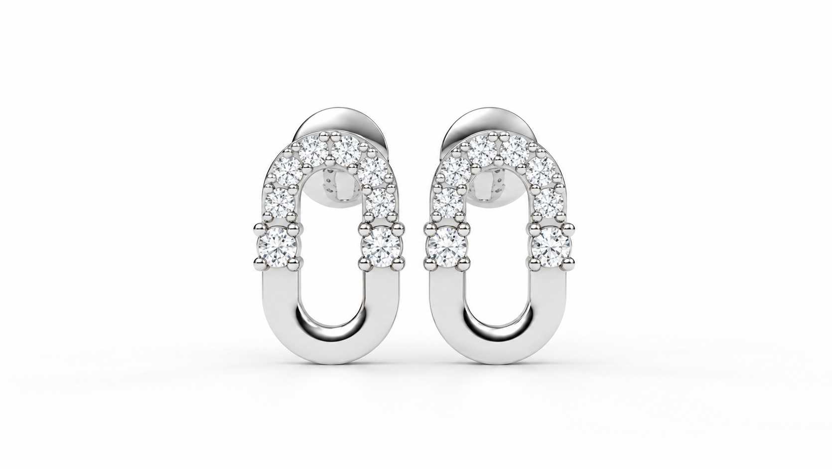 0.20 CTW Diamond Oval Link Stud Earrings