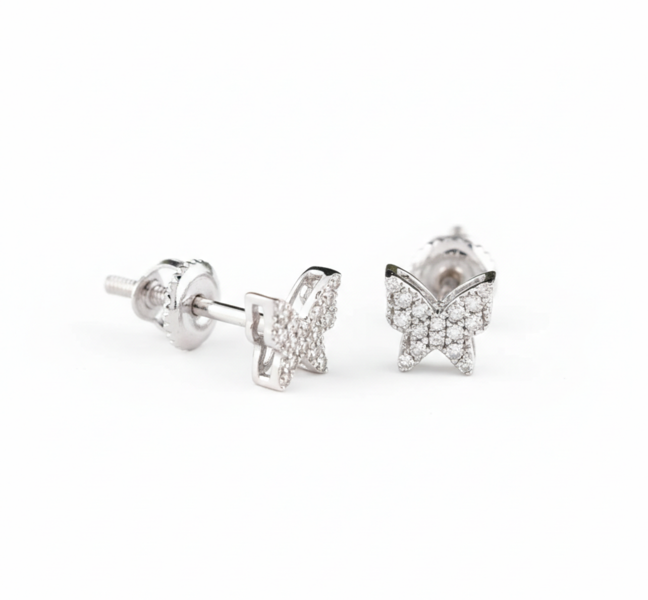 Butterfly Lab-Grown Diamond Stud Earrings (Sterling Silver)