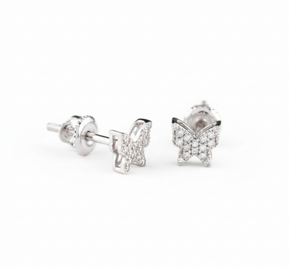 Butterfly Lab-Grown Diamond Stud Earrings (Sterling Silver)
