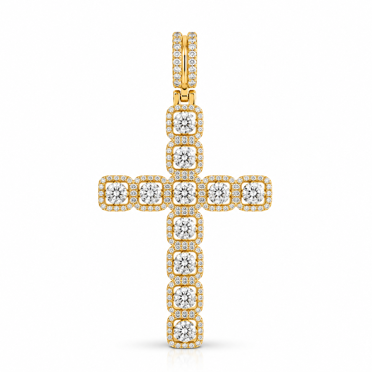 1.00 CTW Cluster Diamond Cross Pendant Necklace | 3.40 grams