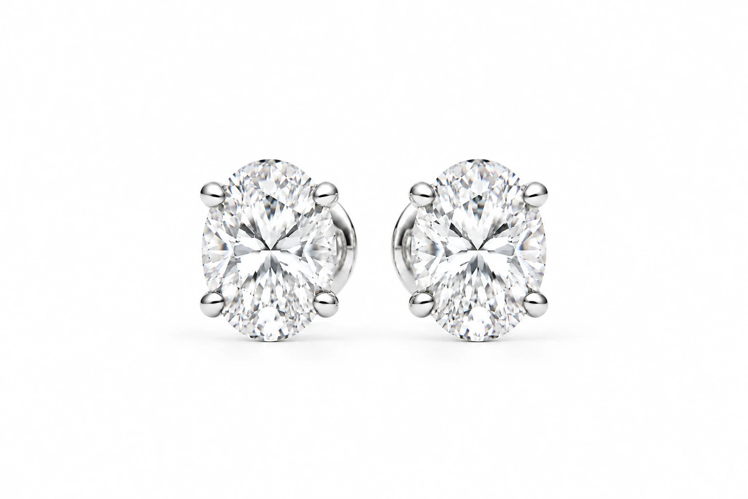 1.00 CTW Lab-Grown Diamond Stud Earrings - White Gold - Front View