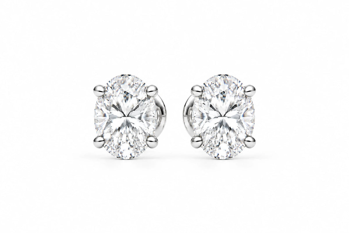 1.00 CTW Lab-Grown Diamond Stud Earrings - White Gold - Front View