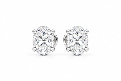1.00 CTW Lab-Grown Diamond Stud Earrings - White Gold - Front View