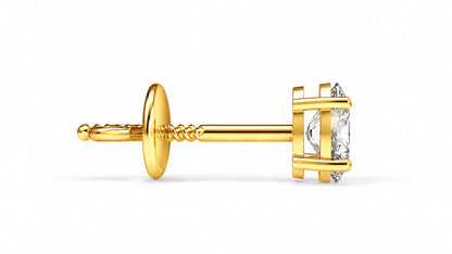 1.00 CTW Lab-Grown Diamond Stud Earrings - Yellow Gold - Side View