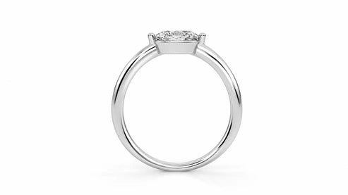 1.00 CTW Round Cut Diamond Solitaire Engagement Ring - White Gold - Back View